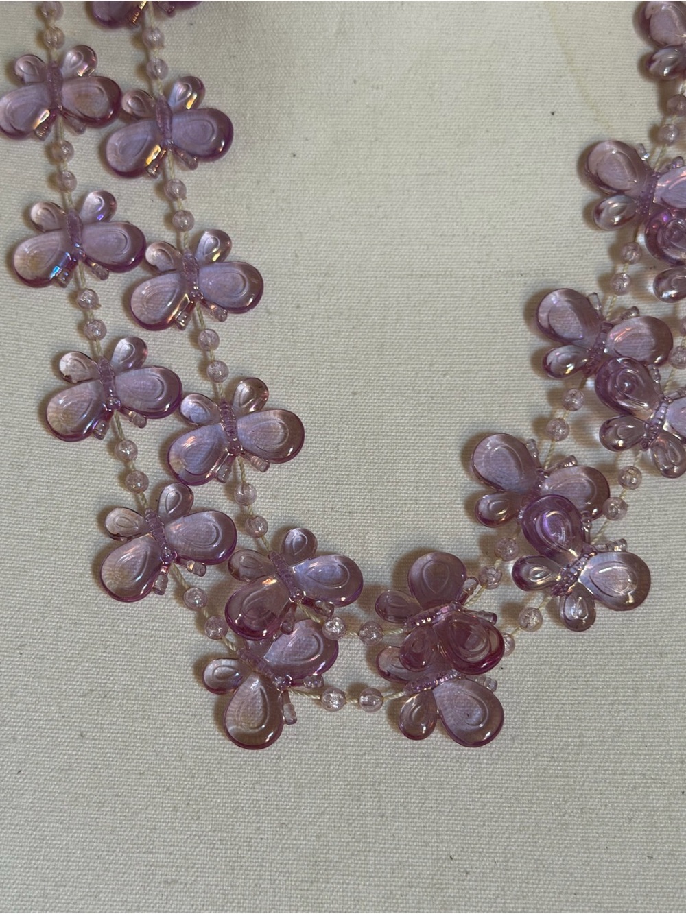 Vintage Butler & Wilson Lavender Crystal Butterfly Bead Long Necklace - Picture 4 of 4